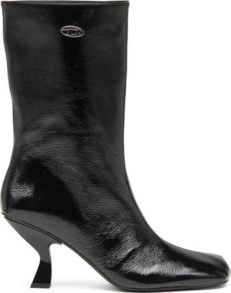 Diesel D-Amber-Square-toe ankle boots with naplak effect - Boots - Woman - Black