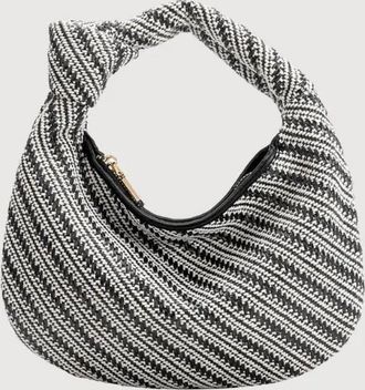 Melie Bianco Womens Mini Brigitte Raffia Hobo Bag In Obsidian