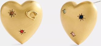 Coach Oversized Heart With Stones Stud Earrings