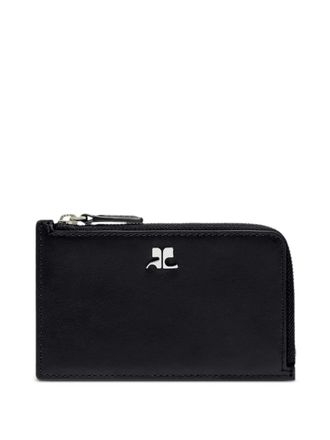 Courrèges leather zipped card holder - unisex - CALFSKIN - One Size - Black