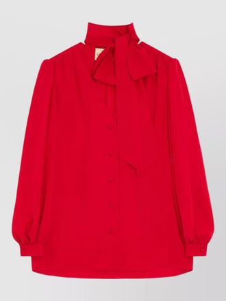 Valentino Garavani shirt bow detail long puff sleeves v neck