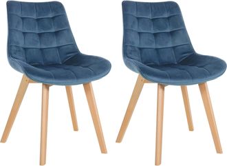 Clp Set De 2 Sillas De Comedor Brook En Terciopelo Azul
