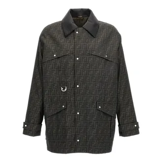 Fendi Heren, Jassen, Bruin, Maat: L Leer