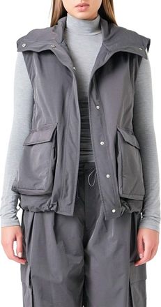 Grey Lab Snap Button Boxy Vest In Grey