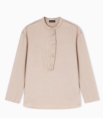 Emporio Armani Crepe Twill Guru Collar Covered Shirt