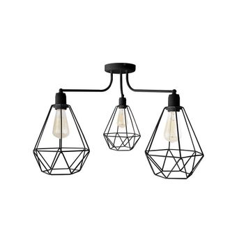 Netlighting Karo Multi Arm Semi Flush Ceiling Light Black 75cm