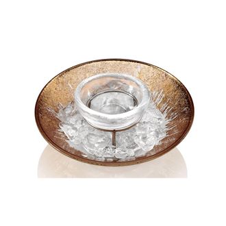 IVV Horizon caviar set (19 cm gold decorated bowl + 9 cm bowl + metal stand)