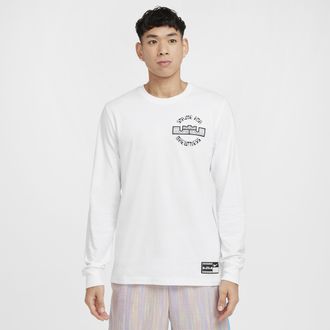 Nike Mens LeBron Max90 Long-Sleeve Basketball T-Shirt in White | HF6191-100