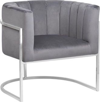 Beliani Beliani - Accent Chair Modern Hollywood Glam Grey Metal Legs Velvet Larvik