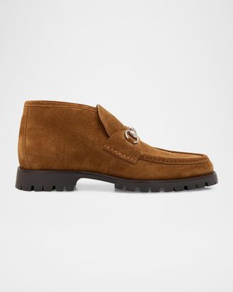 Gucci Men & apos;s Sylke Suede Bit Lug-Sole Chukka Boots