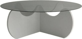 Dmora Mesa De Caf&eacute; Dlamonic, Mesa De Centro Baja, Revistero Para Sof&aacute;, Estante De La Sala De Estar, 90x90h30 Cm, Blanco - Dmora