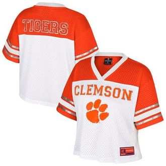 Colosseum Womens Colosseum White Clemson Tigers Treasure Cropped Football Jersey at Nordstrom, Size Xx-Large