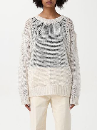 Jil Sander Womens Open Knit Cotton Sweater - Ivory