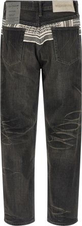 Yohji Yamamoto Mens Black Cotton Tapered Jeans Clothing