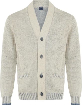 Fedeli Shawl-Collar Cardigan - Heren - Vesten - Beige - L - Katoen - Truien & Vesten