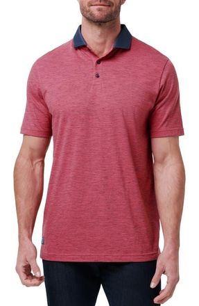 Travis Mathew Common Interest Space Dye Stripe Polo in Rose Wine at Nordstrom, Size Large