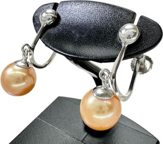 Tasaki Au750 White Gold Dyed Pearl Earrings