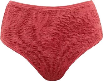 Bond-Eye Rode Palm High-Waisted Bikini Broek - Dames - Bikinis - Rood - ONE Size - Leer - Badmode