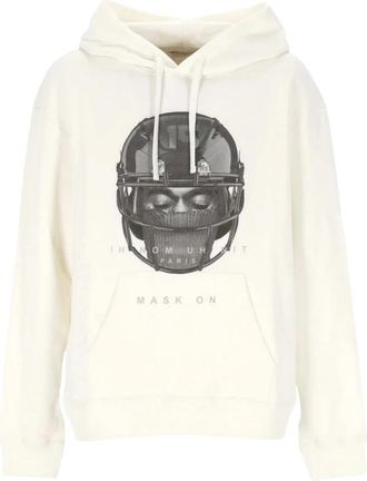 Ih Nom Uh Nit Hoodie met futuristische helmprint - Heren - Hoodies - Wit - XL - Katoen - Hoodies & sweatvesten