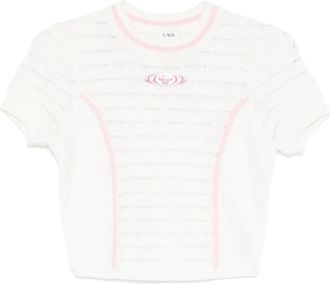 Casablanca Trim Knit Top - Dames - T-shirts - Wit - S - Katoen - Tops