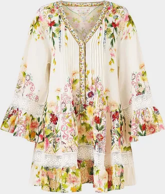 Camilla The Call of Catalonia V-Neck Tiered Mini Dress