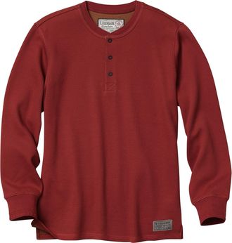 Legendary Whitetails Mens Henley Shirt Long Sleeve Heavyweight Double Thermal Layer, Barnwood, Large