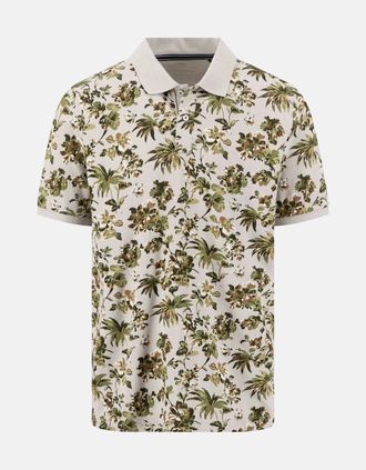 Fynch-Hatton Mens All Over Print Floral Polo Shirt Cement - Size: 42