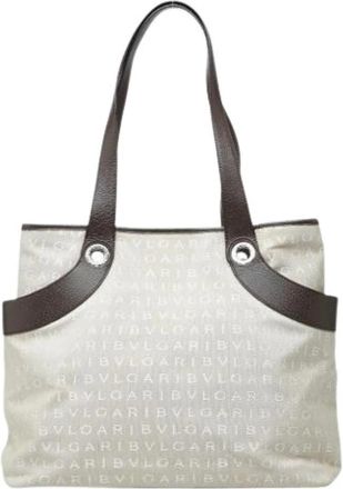 Bulgari Pre-owned Vintage Shoulder Tote Bag - Dames - Vintage Shopper - Beige - ONE Size - Leer - Vintage