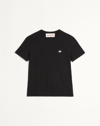 Valentino Cotton T-Shirt With VLogo Patch