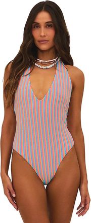 Beach Riot Frida Swimsuits Womens Petal Stripes Stretch One-Piece KFC1194