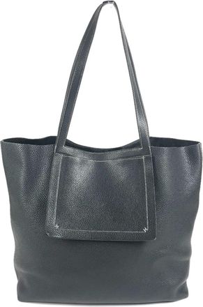 Herm&egrave;s Black Leather Shoulder Bag Tote Bag (Pre-Owned)