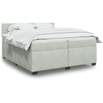 vidaXL Vidaxl - Cama Box Spring Con Colch&oacute;n Terciopelo Gris Claro 200x200 Cm