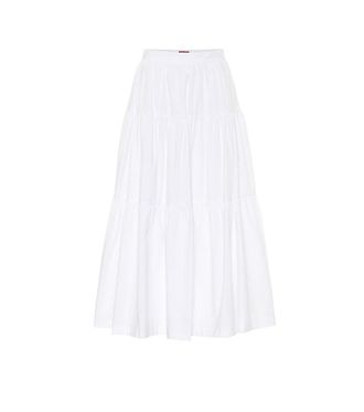 Staud Sea cotton poplin midi skirt