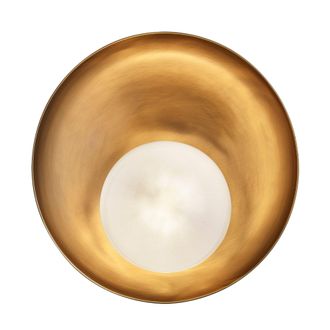 Industville Hayle Outdoor & Bathroom Round Diffuser Wall Light - Brass in Metallic Gold | Size: 8 inches