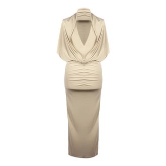 Andamane Gowns, female, Beige, Size: XS Annie Hooded Midi Dress