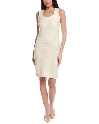 St. John Donna Tweed Knit Sleeveless Wool-Blend Sheath Dress