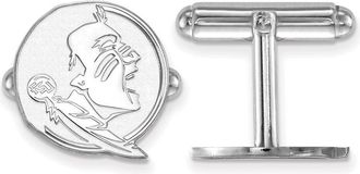 Diamond2Deal Sterling Silver Rhodium-plated Florida State University Seminole Cuff Links