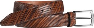 Johnston & Murphy Diagonal Embossed Leather Belt in Tan at Nordstrom, Size 32