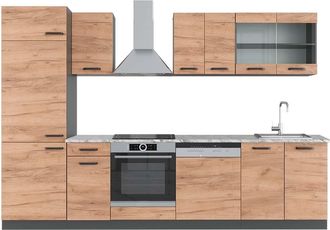 Vicco Mueble De Cocina R-line, Oro Power Roble/antracita, 300 Cm, Et M&aacute;rmol