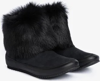 Pedro Garcia Flat boot with shearling in black suede | Jalia |Autumm - Winter 26 |