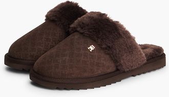 Tommy Hilfiger Womens Suede & Faux Fur House Slipper - Fondant Brown - XL
