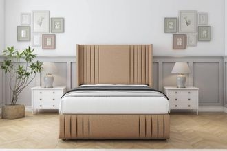 Comfort Beds Elise Dumfries Divan Set 2 Drawers-54 Wingback-Footboard in Light Brown | Size: King