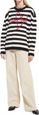 ottod'Ame Striped Crewneck Sweater In Black/white