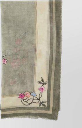 Faliero Sarti chantal wool scarf floral embroidery rectangle