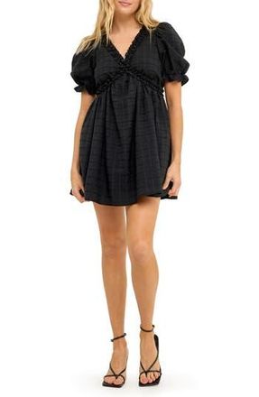 Free the Roses Ruffle Cross Back Cotton Minidress in Black at Nordstrom Rack, Size X-Small
