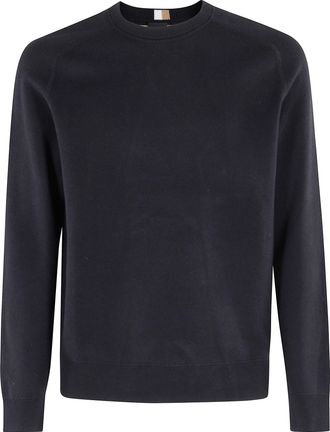 BOSS H Hidoneo Black Cropped Cotton-Blend Crewneck Sweater