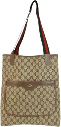 Gucci Pre-owned Tote Bags, female, Beige, Size: ONE SIZE Pre-owned GG Supreme Canvas Tote Bag