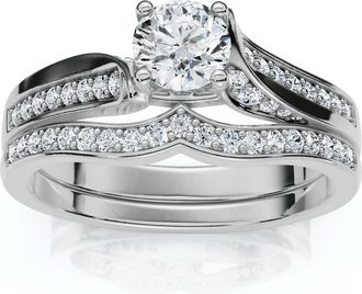 Pompeii3 1Ct Engagement Wedding Ring Set 14k Gold or Platinum Lab Grown