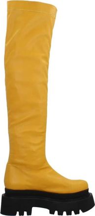 Yellow Stijlvolle Over-knee Laarzen - Dames - Over de knie laarzen - Geel - 39 EU - Schoenen