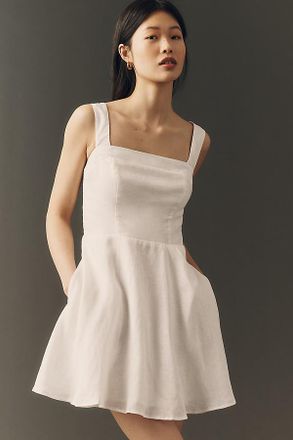 Maeve Linen Square-Neck Mini Dress
